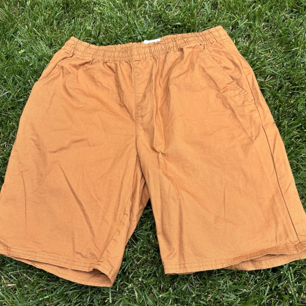 Pact Shorts Mens Large Canvas Drawstring 9" Inseam Organic Cotton Burnt Orange